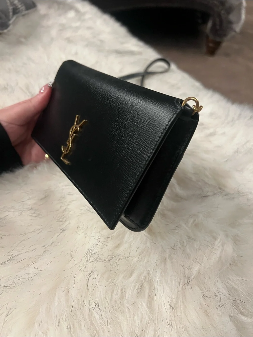 Yves Saint Laurent Cassandre Phone Holder In Smooth Leather - Picture 2 of 3